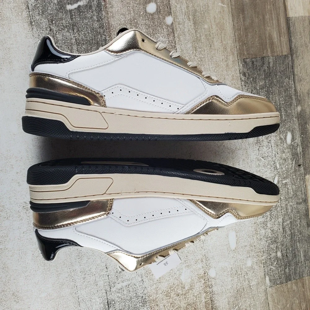 Victoria Womens C80 Shoes Sz 10.5 Running White Metallic Gold Leather Sneaker
